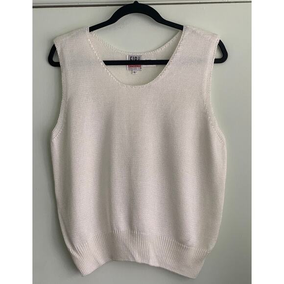 Women's FIA Italia Handwoven Sleeveless Ivory Sweater Vest Top L - Picture 1 of 8